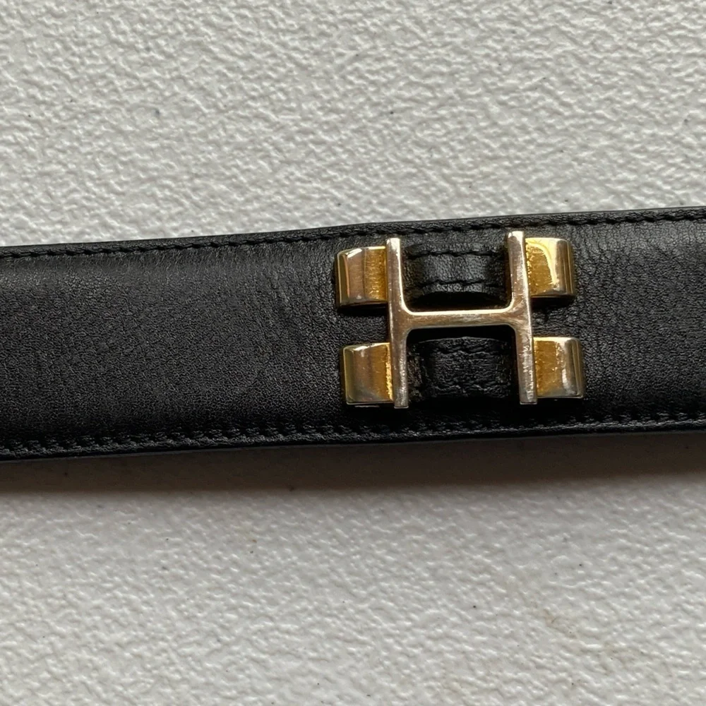 Roberto Bellido Black and Gold Leather Belt Size 36